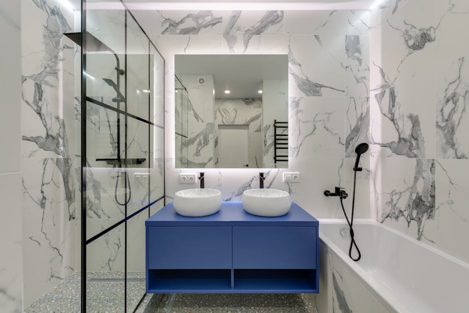 Professional bathroom remodeling contractor at work